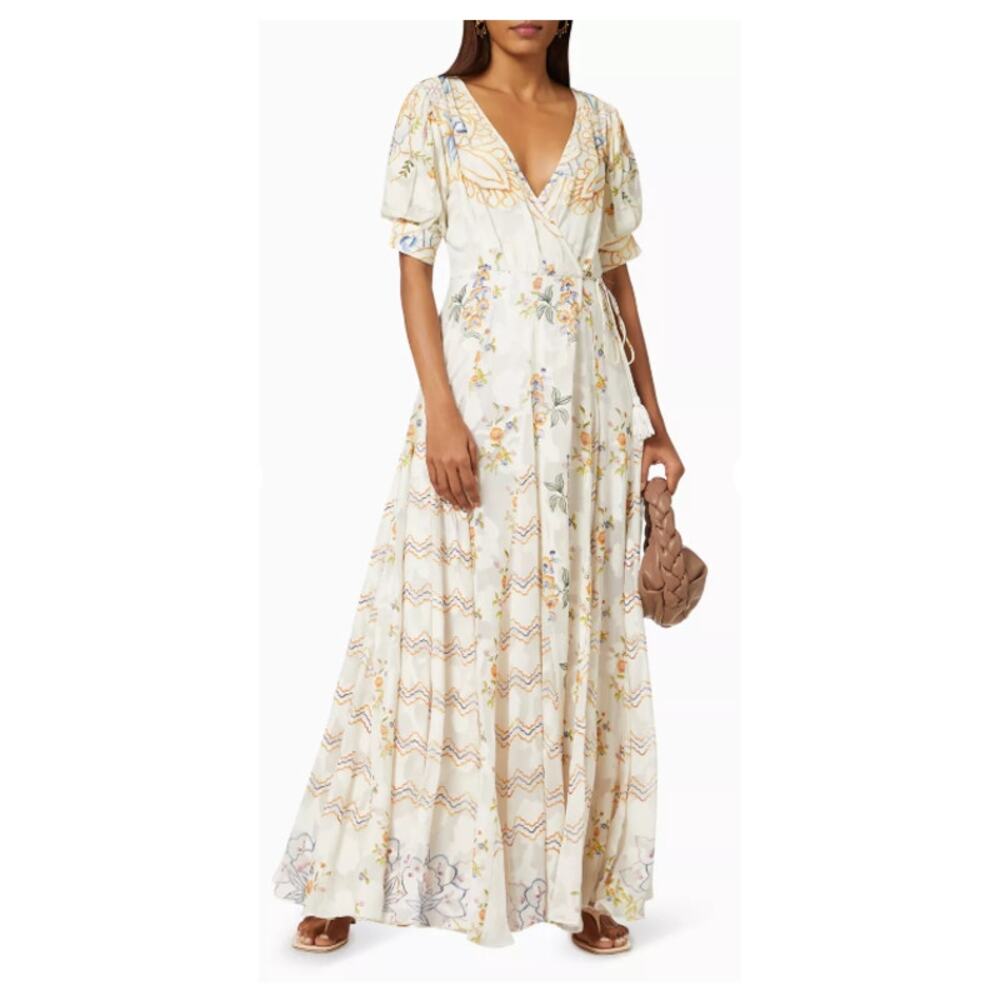 Hemant & Nandita Hoor Overlap Godet Maxi Dress Size Small New with Tags - Picture 6 of 15